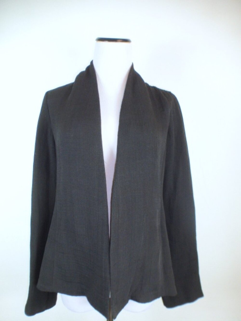 EILEEN FISHER SILK DRAPE FRONT SWING JACKET XS